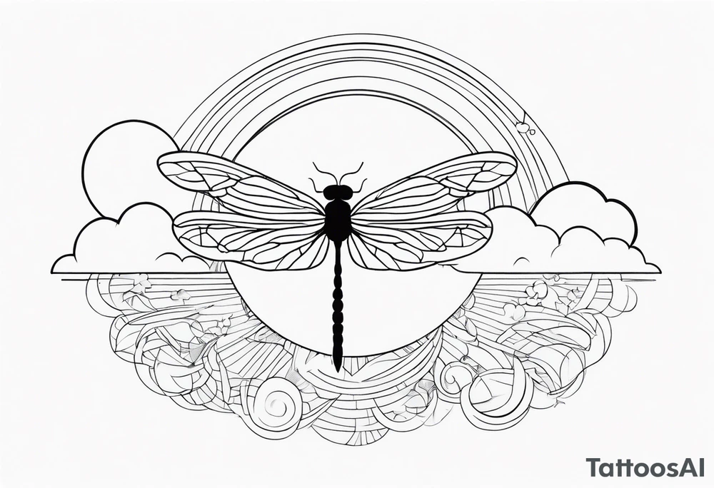 (fine line) cloud and sun with small dragonfly tattoo idea (fine line) cloud and sun with small dragonfly tattoo idea