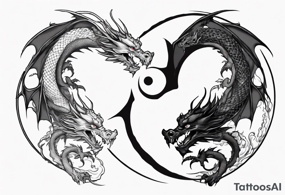 two dragons meeting to make a yin yang tattoo idea