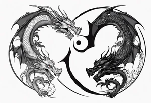 two dragons meeting to make a yin yang tattoo idea