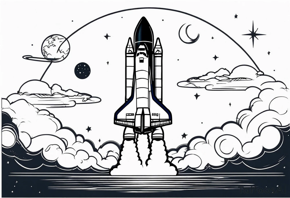 space shuttle launch in the distance tattoo idea