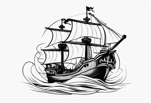 pirate ship anchor tattoo idea