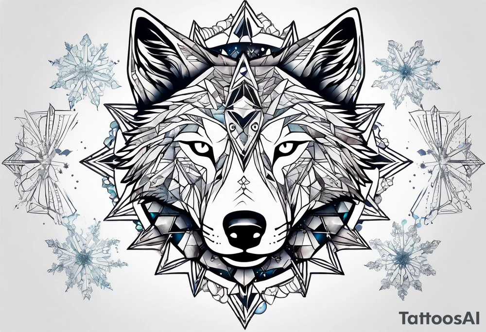 Constellation, animal alien wolf, snowflake tattoo idea