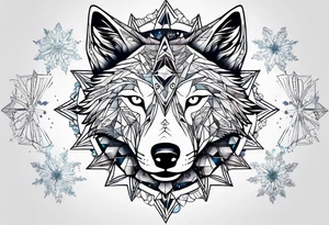 Constellation, animal alien wolf, snowflake tattoo idea