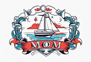 sailor style with word “mom” tattoo idea