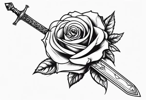 Rose growing up a Sword with ornimental elements tattoo idea