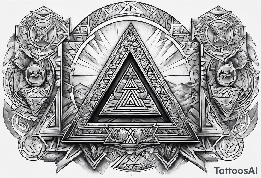 Valhalla steps Valknut sword tattoo idea