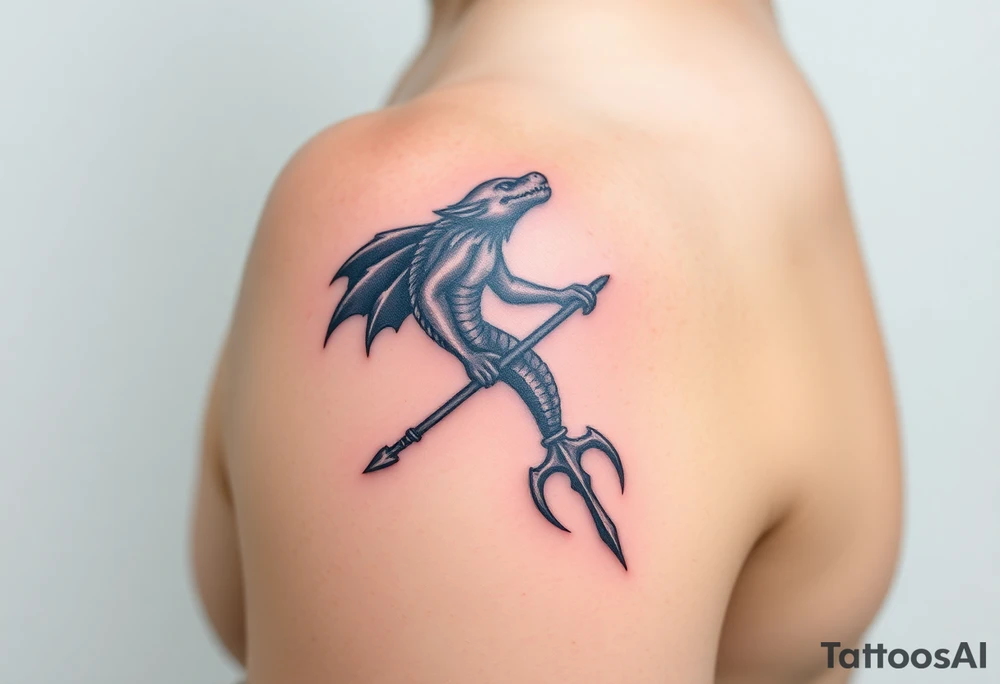 Tatouage de bras complet, Poséidon sortant de l'eau avec le trident vers le bas, tattoo idea