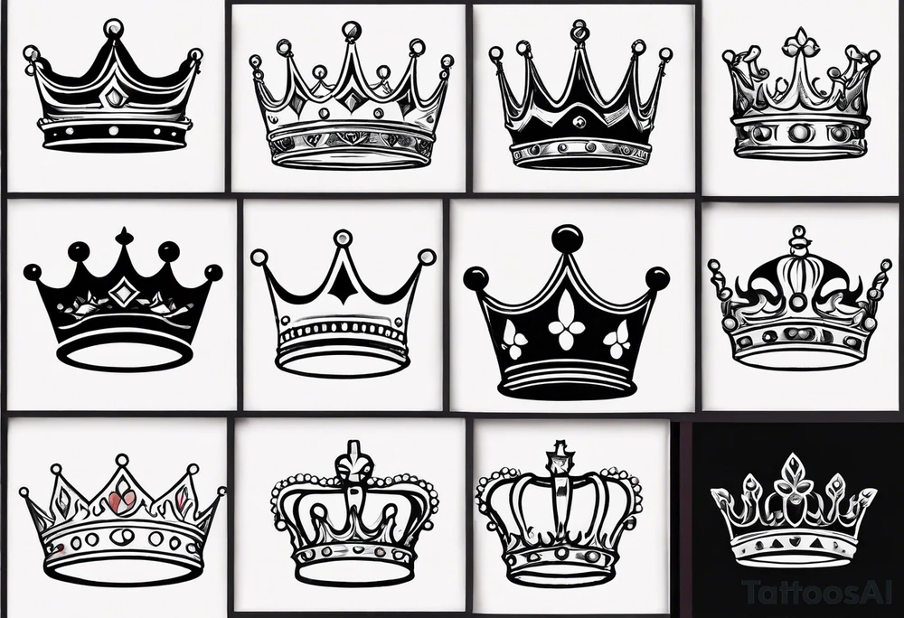 his and her crowns. Crowns only. Simplistic and detailed. fine lines tattoo idea