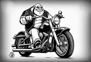 Shrek riding a Harley davidson tattoo idea