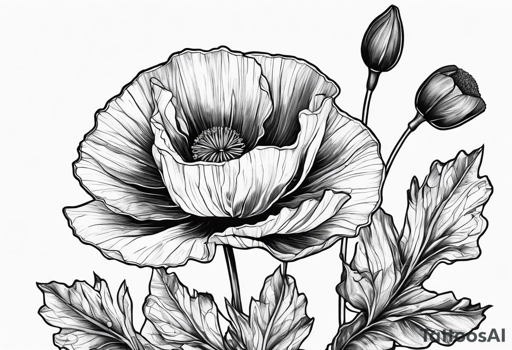 Rock slowly transition to Poppy plant tattoo idea