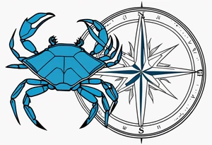 blue crab compass, nautical design for a female tattoo idea
