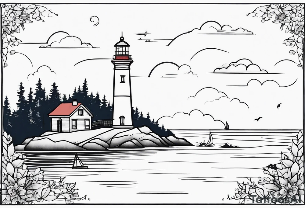 lighthouse fine line tattoo idea