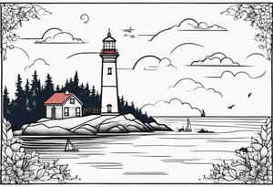 lighthouse fine line tattoo idea