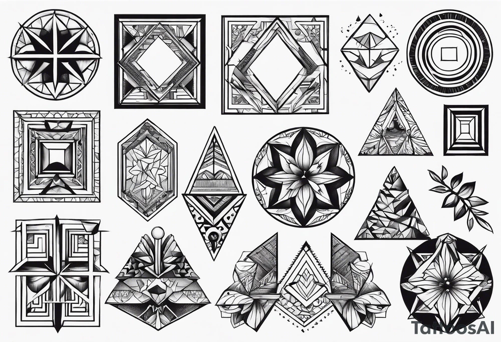 Variety of geometric shapes flash sheet tattoo idea