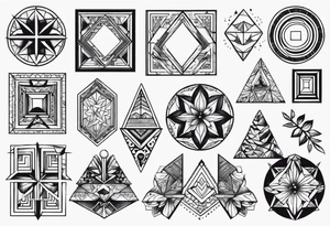 Variety of geometric shapes flash sheet tattoo idea