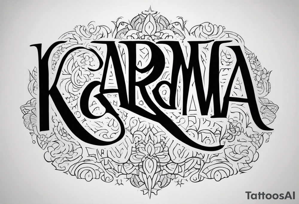 The word karma in different fonts tattoo idea