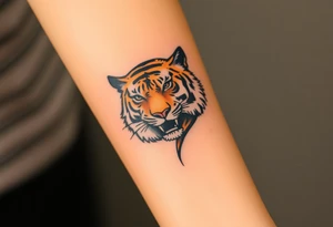 a full color cubist tiger tattoo illustrated in polyc tattoo artist style tattoo idea