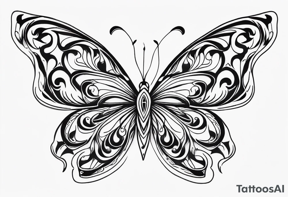Butterfly with flames tattoo idea