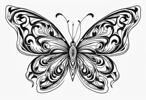 Butterfly with flames tattoo idea