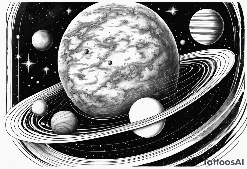 Planets orbiting a black hole tattoo idea