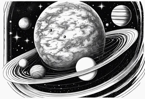 Planets orbiting a black hole tattoo idea
