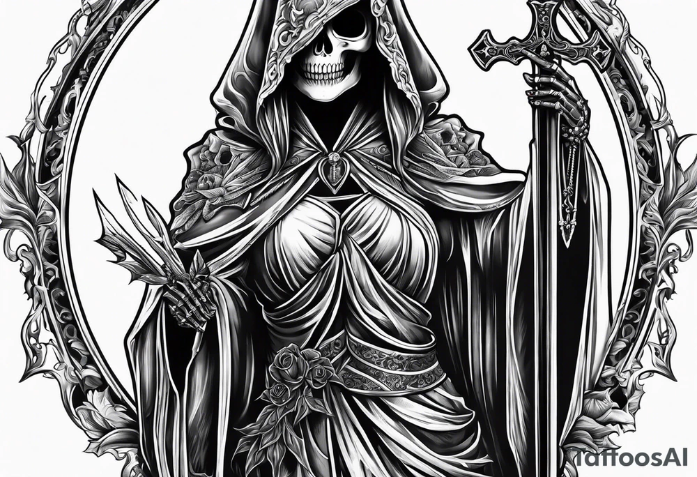 lady skeleton grim reaper satan tattoo idea