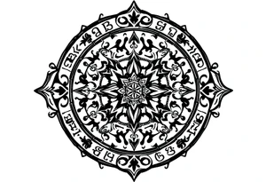 mytical shaman and witch ancient ornament with runes tattoo idea