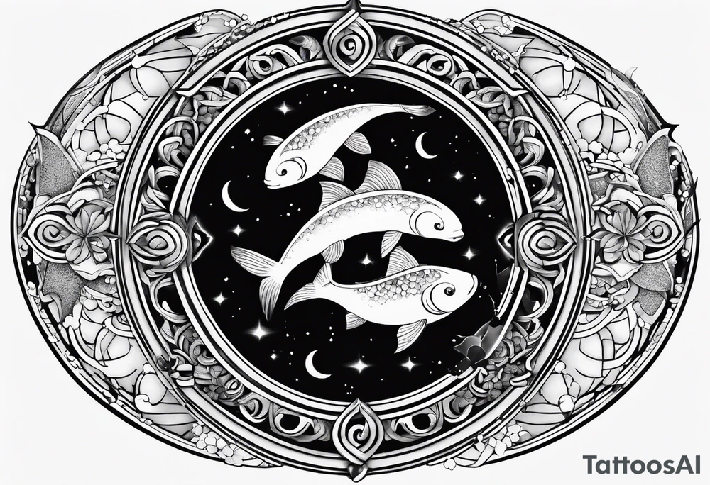 Pisces circling in a full moon tattoo idea