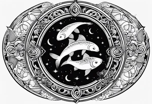 Pisces circling in a full moon tattoo idea