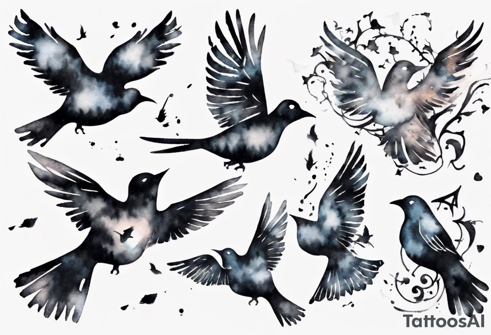composition with birds flying free, puzzle piece tattoo idea composition with birds flying free, puzzle piece tattoo idea