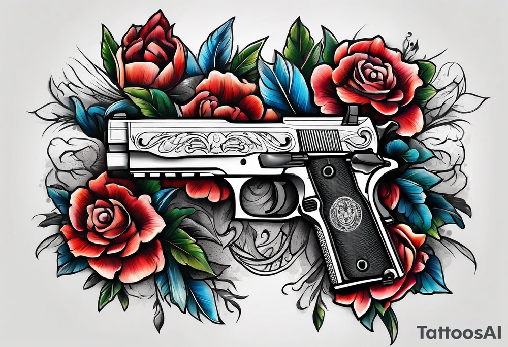 The letters AR with a pistol on each side tattoo idea