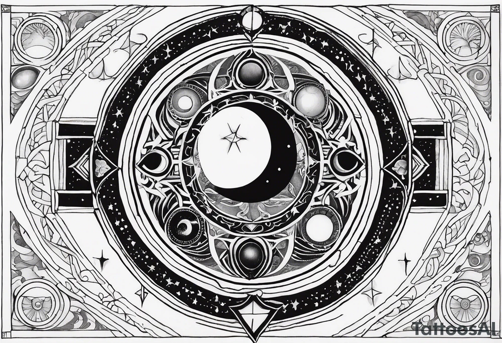 Astrology, Cancer & Aquarius, Natal Chart, angelic, vision, planetary, yin yang, the moon, spiritual third eye, mystical armband tattoo idea