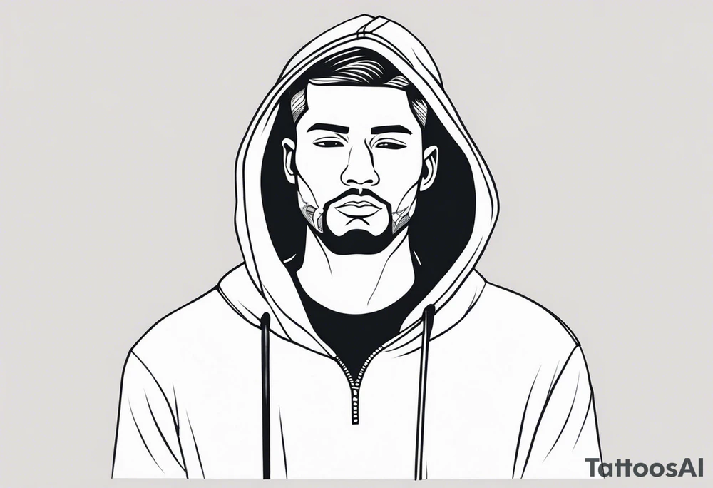 Guy wearing a hoodie facing forward tattoo idea