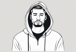 Guy wearing a hoodie facing forward tattoo idea