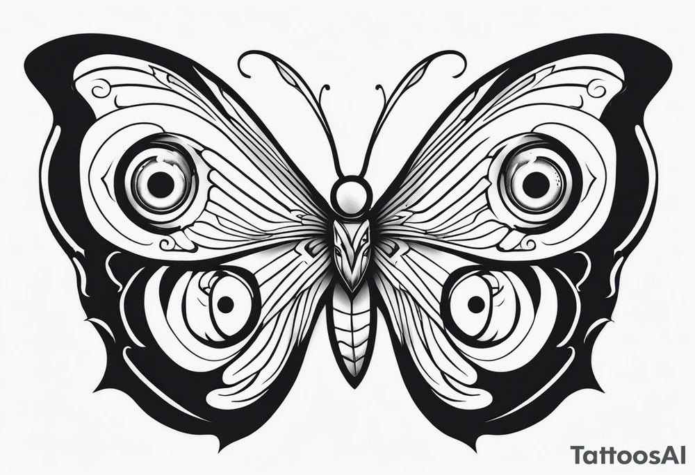 butterfly wings with scary eyes pattern tattoo idea