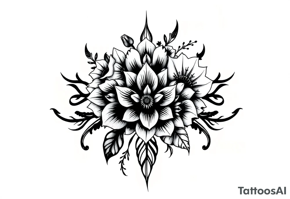 bouquet of flowers tattoo idea