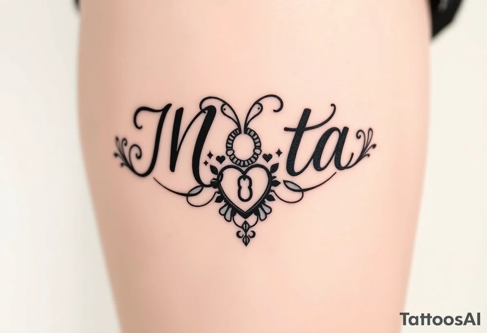 The name Mota with a lock and heart tattoo idea