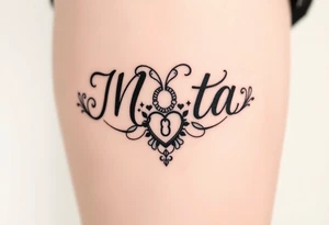 The name Mota with a lock and heart tattoo idea