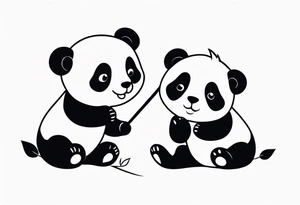 cute panda pair playing tattoo idea