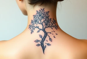 Powerful flower tree with cloud over it on arm tattoo idea