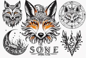 Wasser Eule Sonne Fuchs der Schriftzug : "Sapere Aude" und Sternzeichen Wasserman tattoo idea