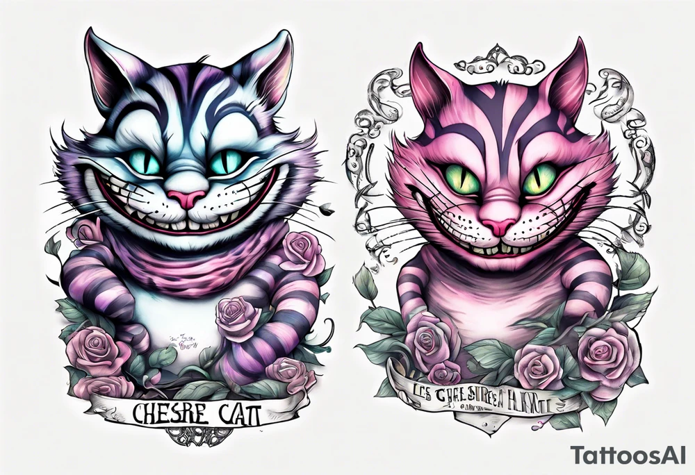 Cheshire Cat with quote tattoo idea