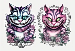 Cheshire Cat with quote tattoo idea