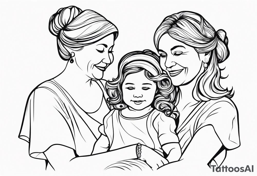 A mothers love and bond with 3 daughters a steo daughter and a grand daughter and a grandma tattoo idea