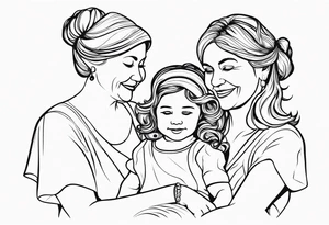 A mothers love and bond with 3 daughters a steo daughter and a grand daughter and a grandma tattoo idea