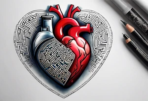 real heart with a maze inside tattoo idea