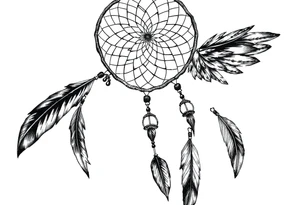 dreamcatcher with feathers, authentic tattoo idea