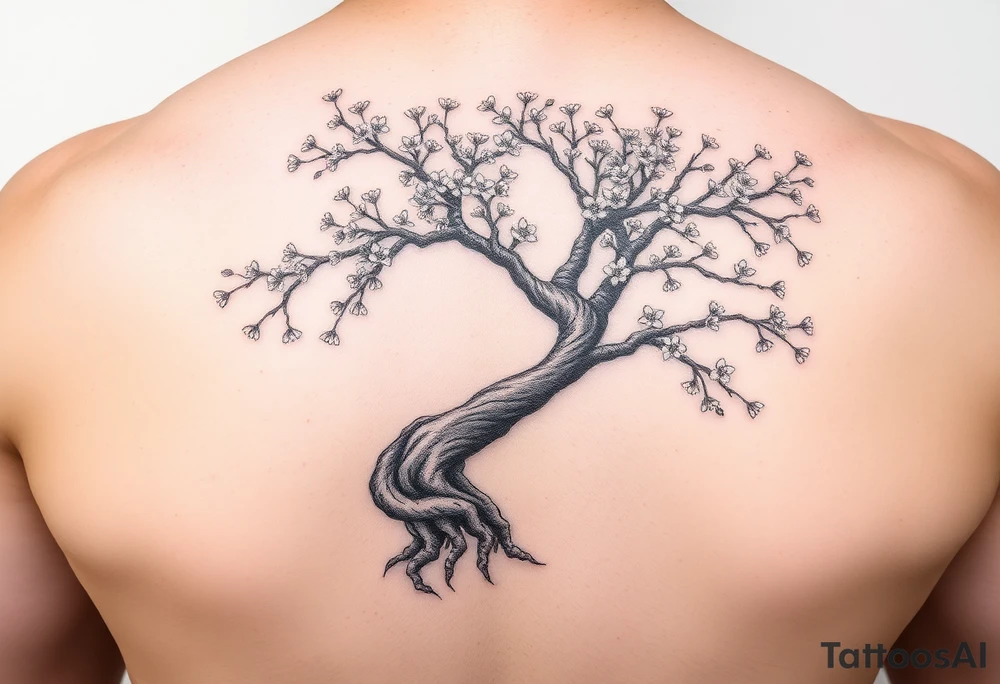 Bonsai weeping cherry blossom tree of life tattoo idea