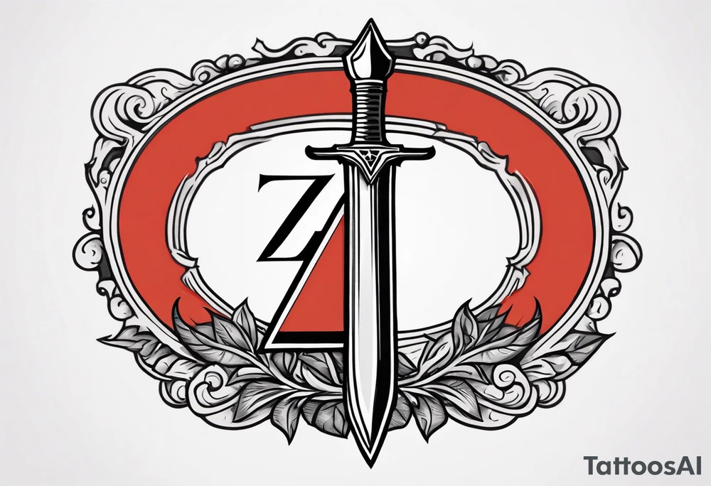 Dagger through the letter z tattoo idea