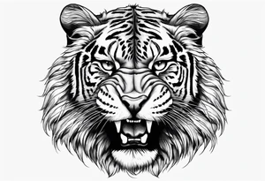 big cat face, growling or roaring, no mane tattoo idea